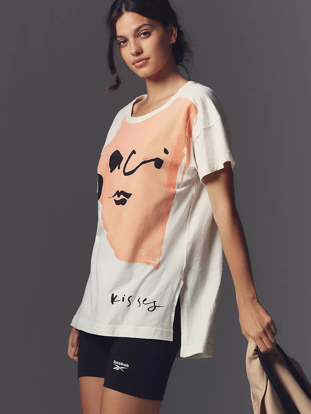 ANTHROPOLOGIE NEW M Chiaro Perano Baci Graphic Tee • Oversized Kisses Top NWOT